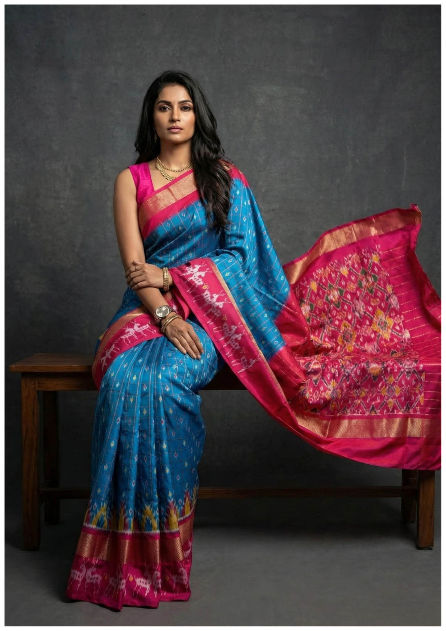 Latest  Exclusive Woven Blue Ikkat Silk Saree | My Indian Vogue