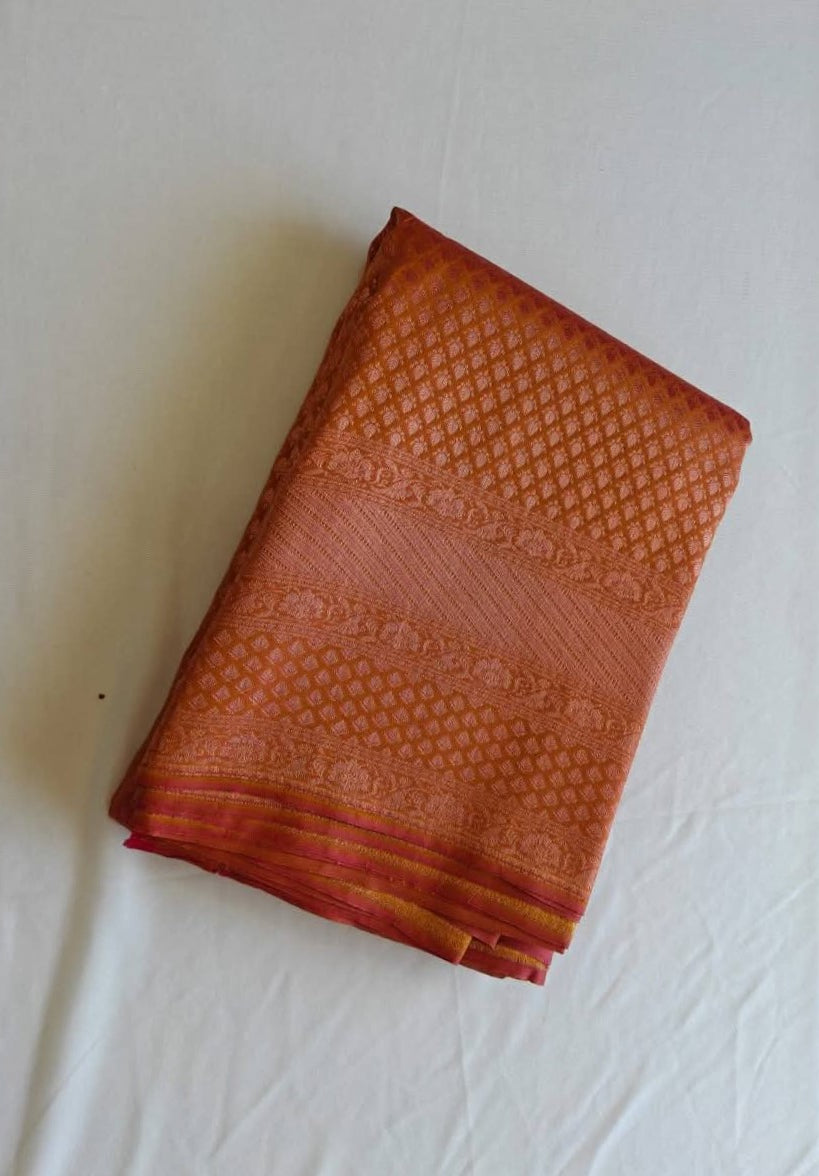 Mustard Yellow Semi Silk Saree