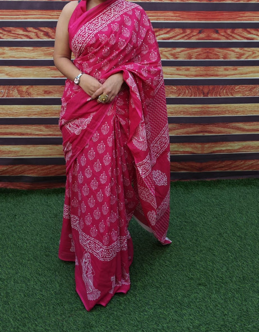 pink saree cotton ethnic wear