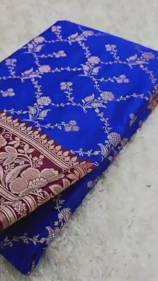 Blue Banarasi Mashru Silk Saree