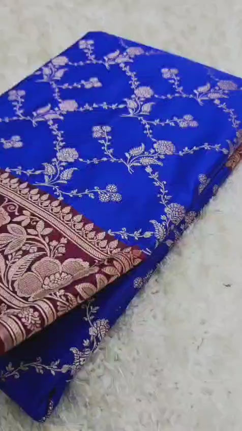 Blue Banarasi Mashru Silk Saree
