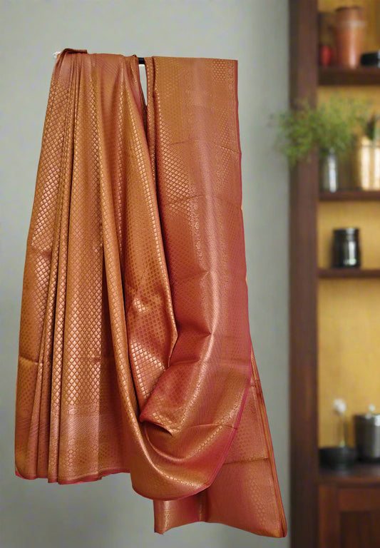 Mustard Yellow Semi Silk Saree