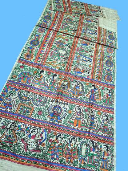 Tussar Madhubani  Silk Saree 