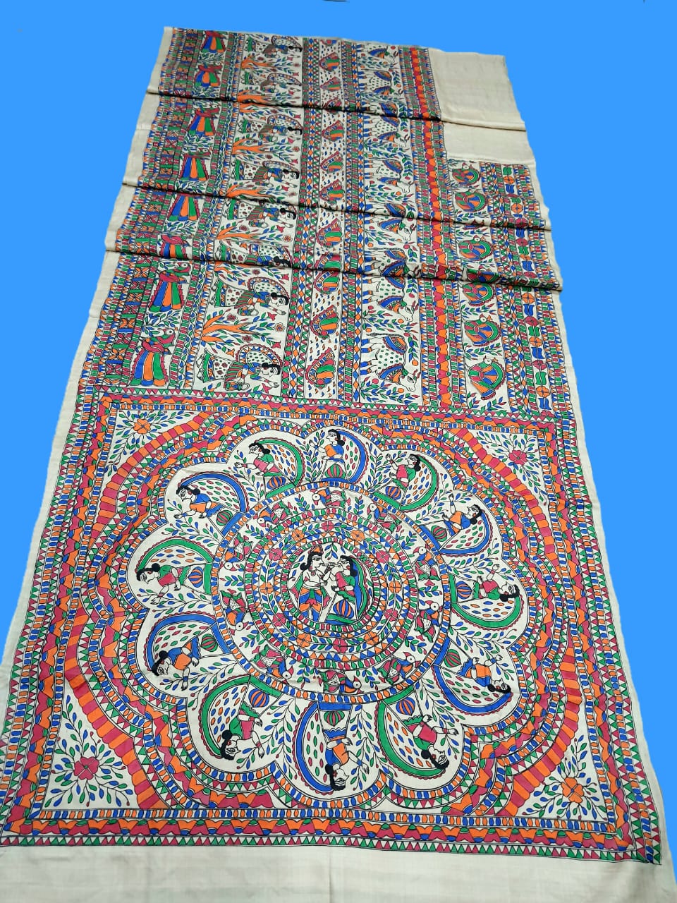 Tussar Hand Painted Madhubani Design | Silk Mark Certified