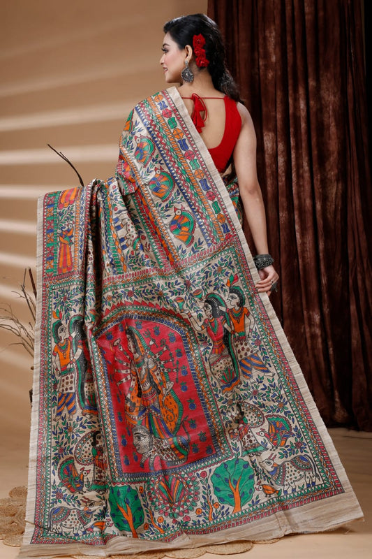 Madhubani Hand Painted Tussar 